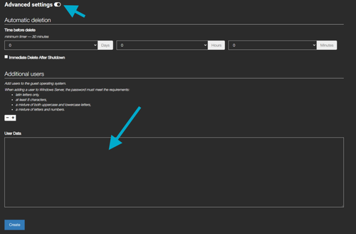 User data screenshot
